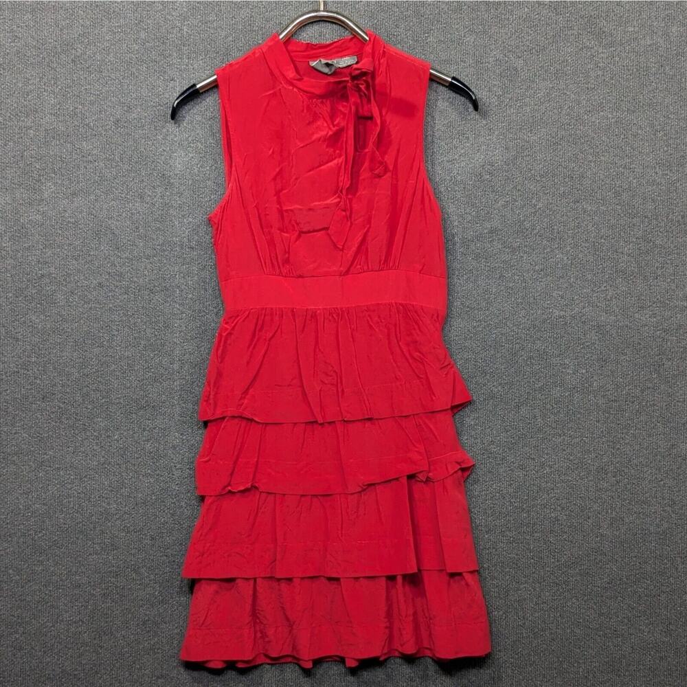 Girls from Savoy Oska Silk Dress Womens 8 Ruffled Party Cocktail Red